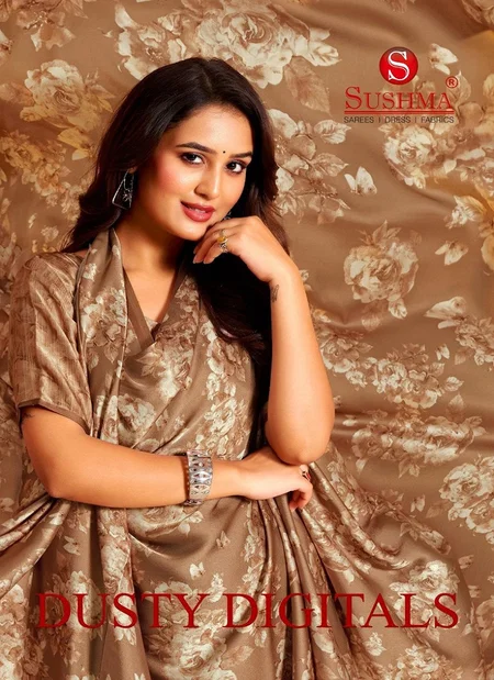 Dusty Digitals By Sushma Satin Digital Printed Sarees Suppliers In India